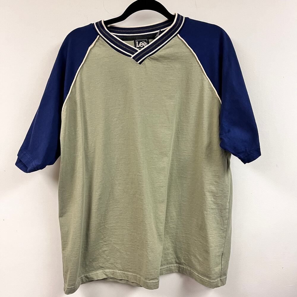 Men's LG Vintage 2000's Lee V neck short sleeve Tee 100% Cotton Athletic Casual